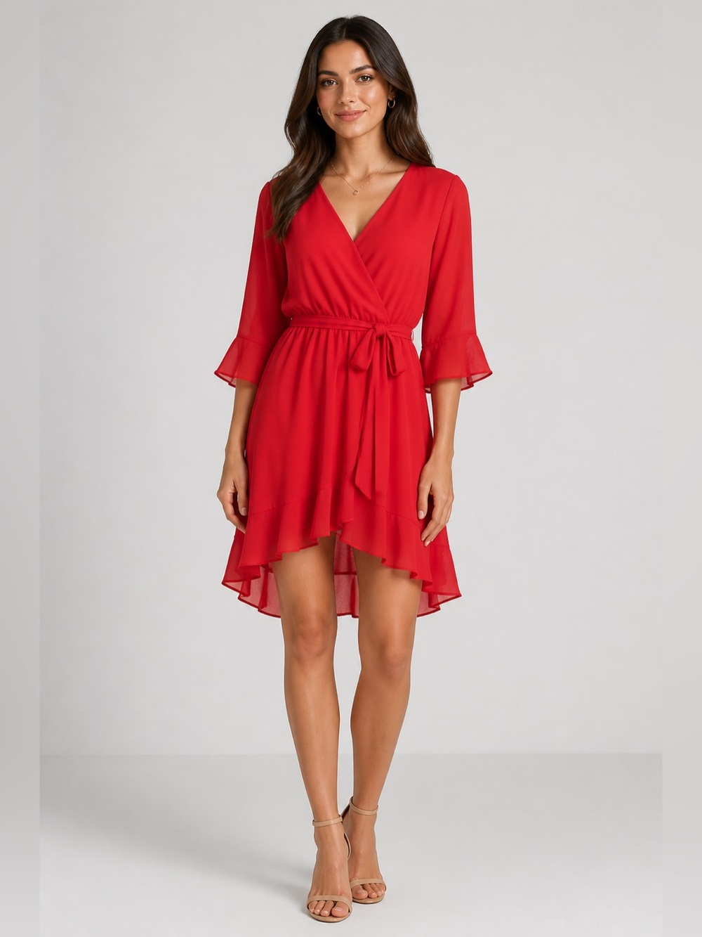 Tinsel Denim NWT V Neck Red Mini Dress